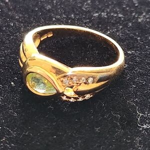 Elegant Gold Plated Silver and Green Peridot Gemstone Ring